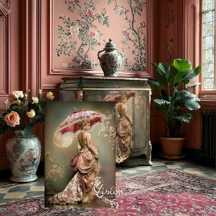 Damask Rose Victorian Parasol Gold Moon Gown Tissue Paper