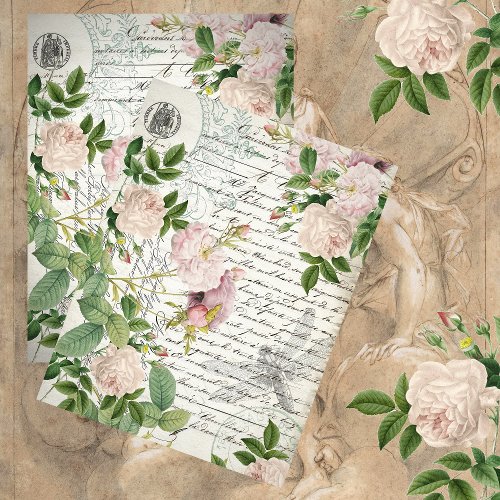 DAMASK ROSES AND SCRIPT TISSUE PAPER