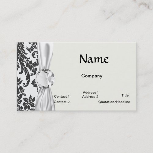 damask roses white and black business card templates