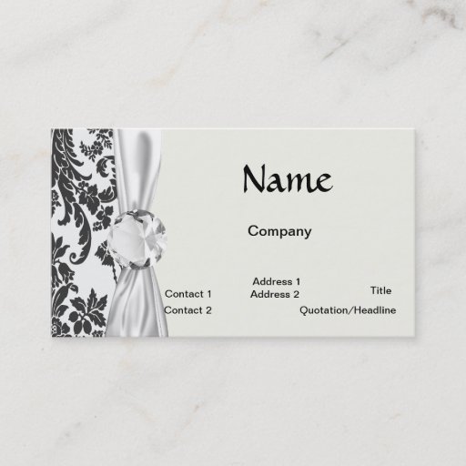 Customizable damask roses white and black business card templates