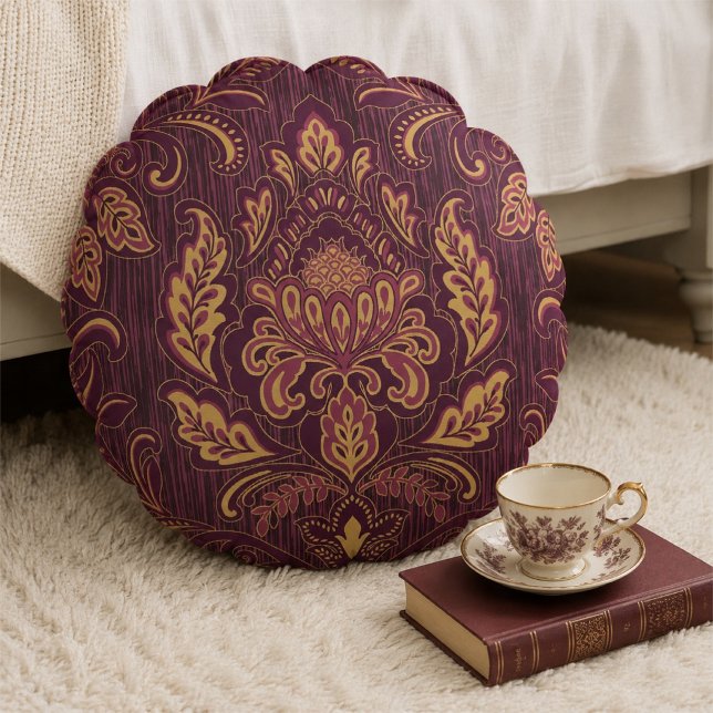 Damask Round Throw Pillow (Damask Round Throw Pillow)