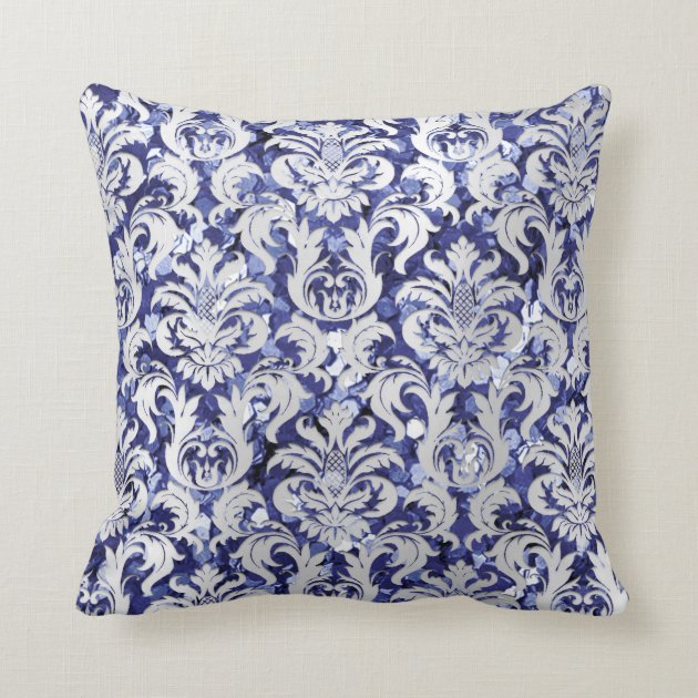 silver and blue throw pillows