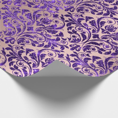 Damask Royal Purple Amethyst Violet Blush Rose Wrapping Paper