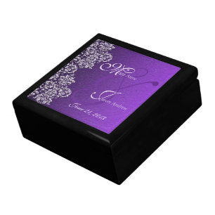 Damask Royal Purple Wedding Gift Box