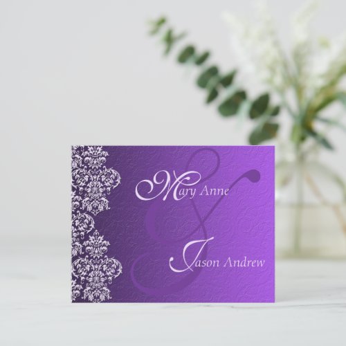 Damask Royal Purple Wedding Invitation Card