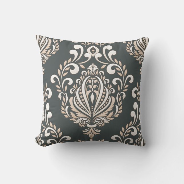 Damask Royal  Throw Pillow (Front)