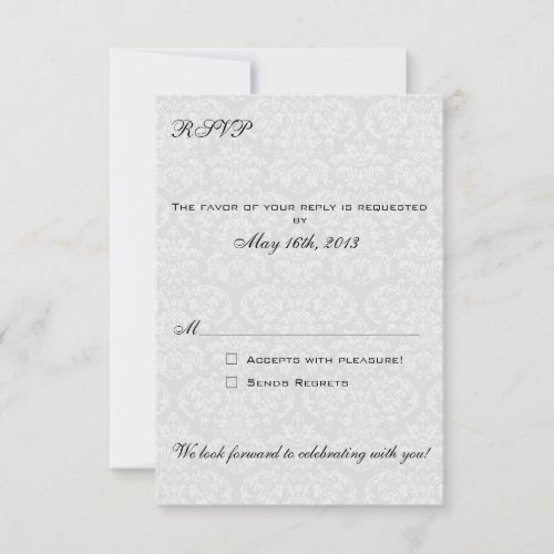 Damask RSVP Cards coordinate with Las Vegas Invite