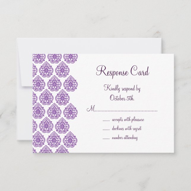Damask RSVP (purple) (Front)