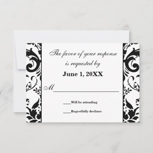 Damask RSVP Wedding Response Request Cards