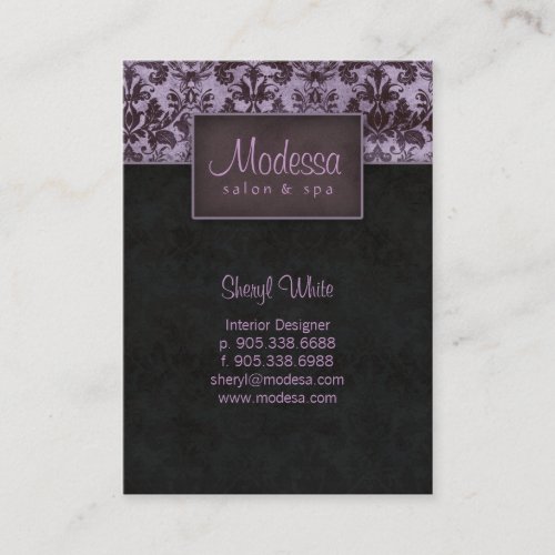 Damask Salon Spa Appointment Card Purple Business Card Templates