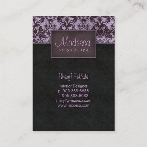 Customizable Damask Salon Spa Appointment Card Purple Business Card Templates