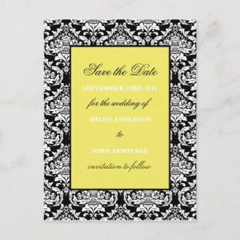 Damask Save The Date Announcement Postcard by designaline at Zazzle