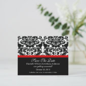 Damask Save The Date Announcement Red (Standing Front)