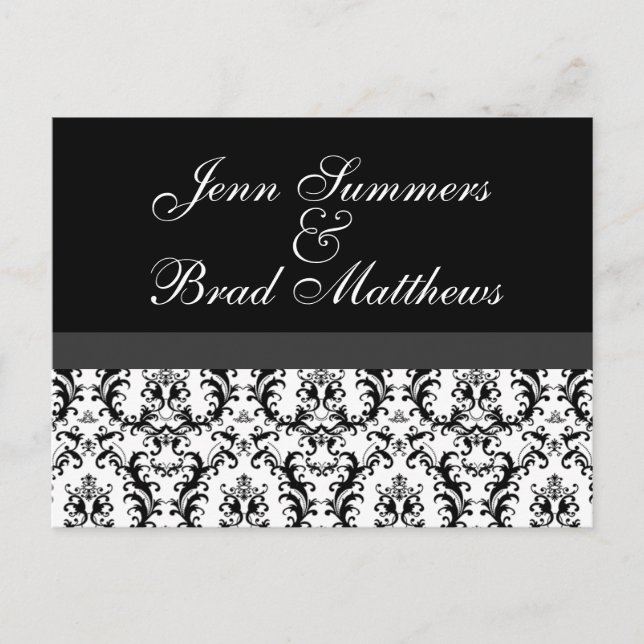 Damask Save the Date Postcards Wedding (Front)