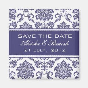 Damask Save the Date Wedding Announcement Magnet