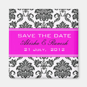Damask Save the Date Wedding Announcement Magnet