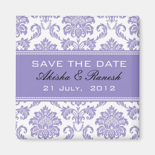 Damask Save the Date Wedding Announcement Magnet (Front)