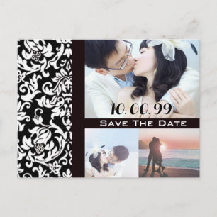 Damask Save the Date YOUR Photo Collage Announcement Postcard