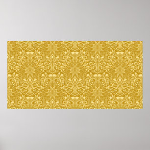 Damask seamless pattern repeating background. Gold Poster