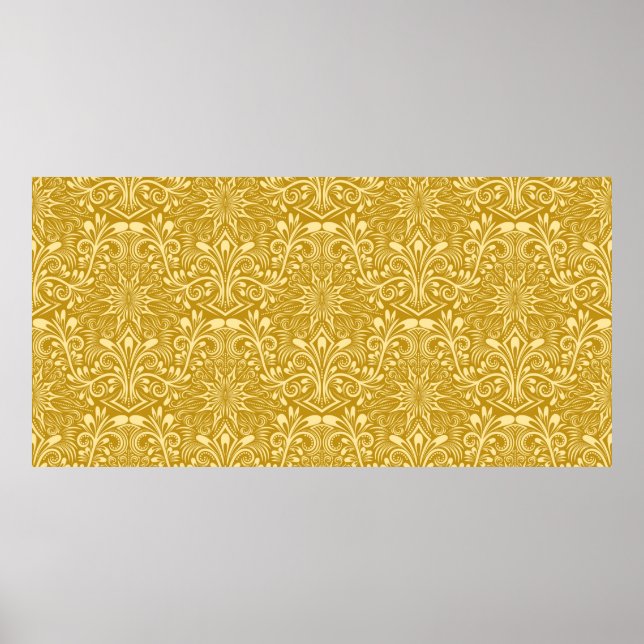 Damask seamless pattern repeating background. Gold Poster (Front)