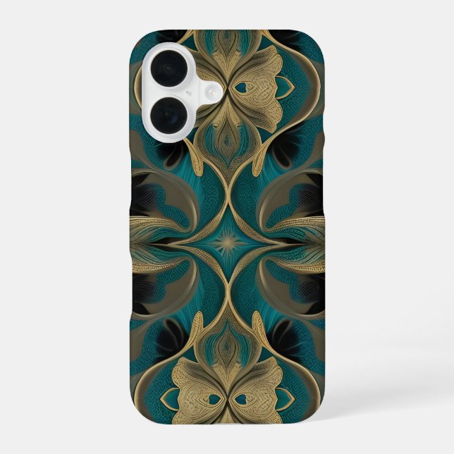  Damask Seamless Repetitive Pattern Flowers Teal iPhone Case (Back)