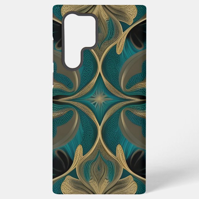  Damask Seamless Repetitive Pattern Flowers Teal Samsung Galaxy Case (Back)