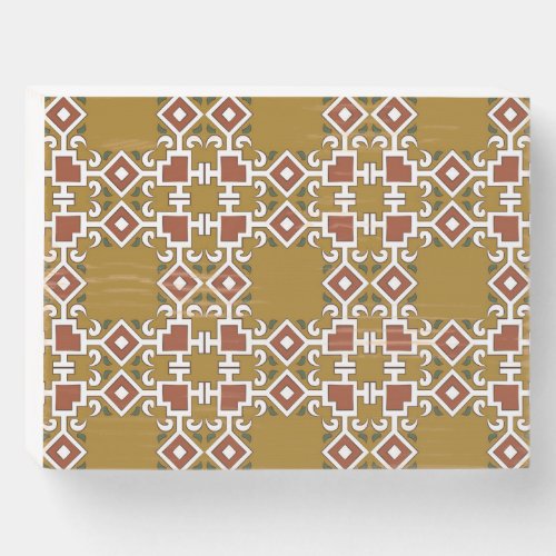 Damask seamless vintage pattern background wooden box sign