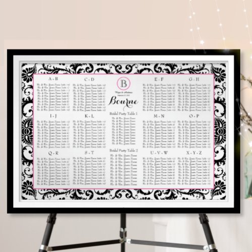 Damask Seating Chart Table Numbers _ Alphabetical