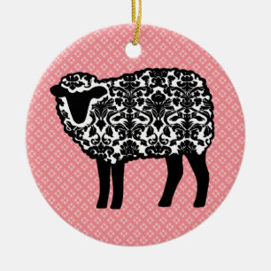 Damask Sheep Ceramic Ornament