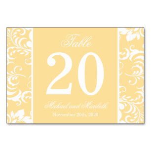 Damask Sides Table Numbers (Gold / White)