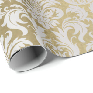 Damask Silver Gray Royal Metallic Elegant Gold Lux Wrapping Paper