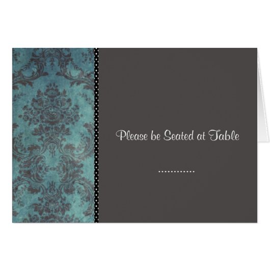 damask silver; place card (Front Horizontal)