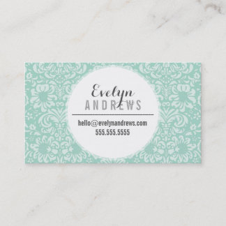 DAMASK SIMPLE SPOT pattern cool mint green Business Card