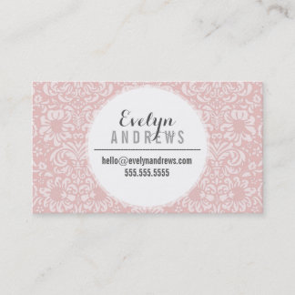 DAMASK SIMPLE SPOT pattern cool pale pink gray Business Card