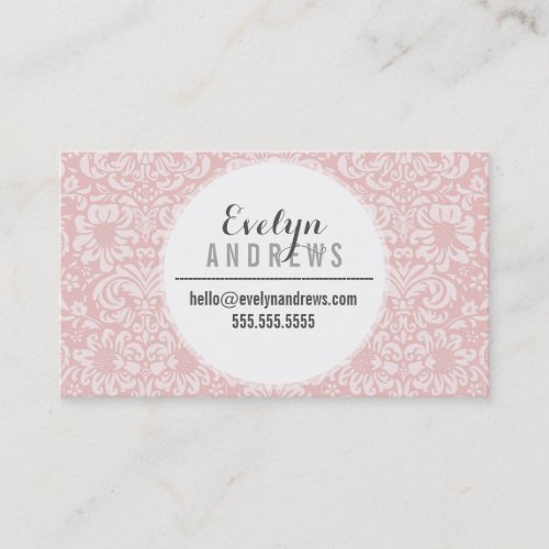 DAMASK SIMPLE SPOT pattern cool pale pink gray Business Card