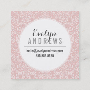 DAMASK SIMPLE SPOT pattern cool pale pink gray Square Business Card