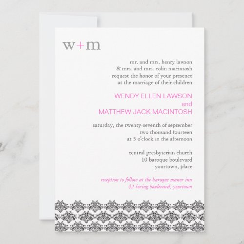 Damask Simplicity Wedding Invitation