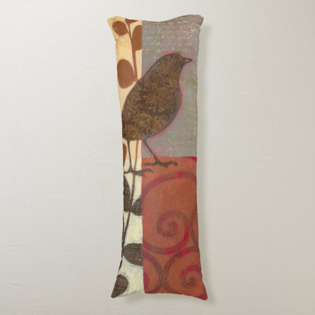Damask Sparrow Body Pillow (Front Vertical)