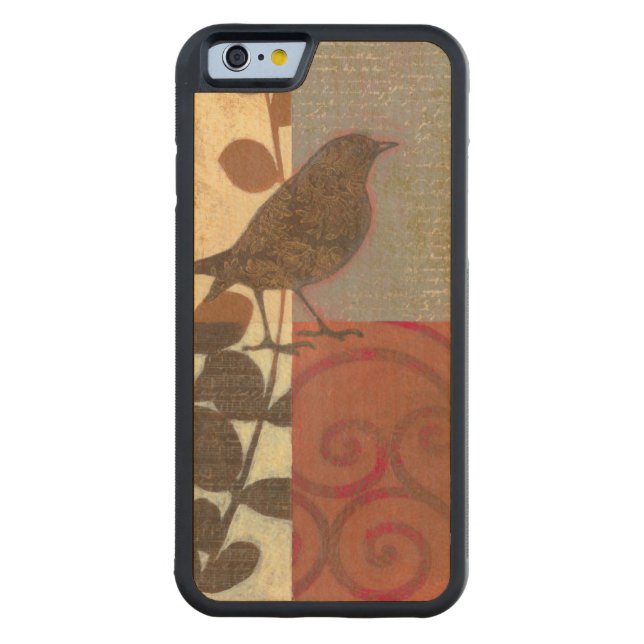 Damask Sparrow Carved Wood iPhone Case (Back)
