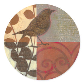 Damask Sparrow Classic Round Sticker