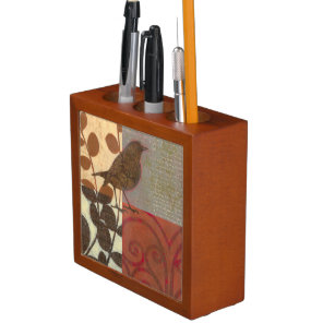 Damask Sparrow Desk Organizer