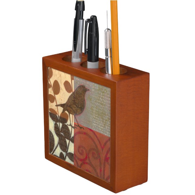 Damask Sparrow Desk Organizer (In Situ)