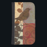 Damask Sparrow Wallet Phone Case For Samsung Galaxy S4<br><div class="desc">This contemporary fine art print of a brown sparrow and other collage-inspired details will add character to any living room or dining room. The image includes a red and brown color theme. Get this beautiful and unique art print by artist Norman Wyatt today.</div>