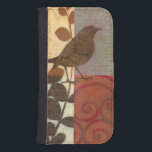 Damask Sparrow Wallet Phone Case For Samsung Galaxy S4<br><div class="desc">This contemporary fine art print of a brown sparrow and other collage-inspired details will add character to any living room or dining room. The image includes a red and brown color theme. Get this beautiful and unique art print by artist Norman Wyatt today.</div>