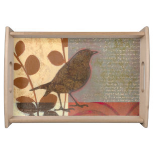 Damask Sparrow Serving Tray