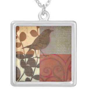 Damask Sparrow Silver Plated Necklace