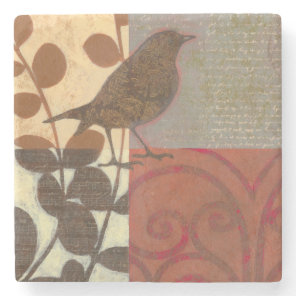 Damask Sparrow Stone Coaster