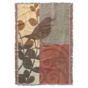 Damask Sparrow Throw Blanket