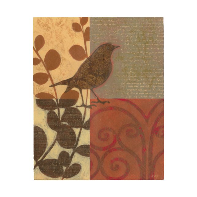 Damask Sparrow Wood Wall Art (Front)