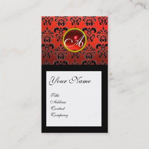DAMASK SQUARE MONOGRAMred ruby Business Card